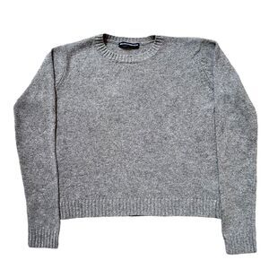 Brandy Melville Gray Wool Blend Knit Sweater Pullover Cropped Long Sleeve XSmall